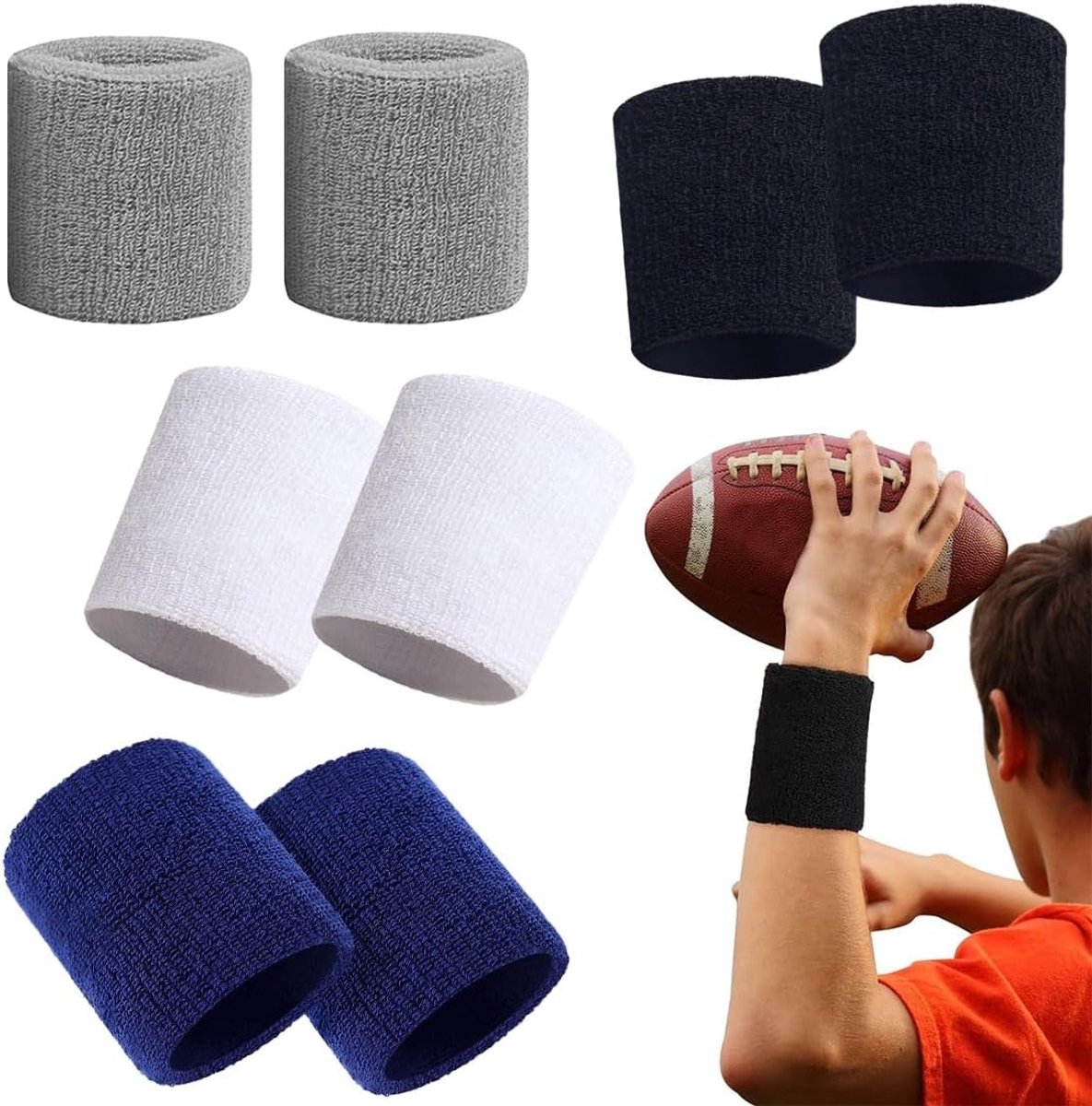 Elastische Sportarmbanden - 4 Paar Zweetbanden voor Mannen en Vrouwen, Ideaal voor Fitness, Gym, Basketbal en Tennis