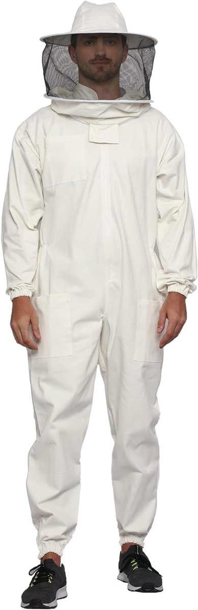 Bijenpak met capuchon - Imker kostuum - Bijen houden - Extra dikke stof - 4XL - Wit