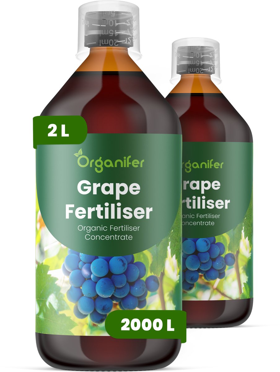 Vloeibare Meststof Voor Druiven 2X1 L Voor 2000 L - Npk 2-1-8 - Krachtige Rankgroei - Droogtetolerantie - Schilsterkte - Bevordert Consistente - Gezonde Groei Gedurende Lange Groeiseizoenen - Geschikt Voor Wijndruiven En Tafeldruiven - Organifer