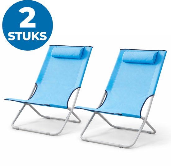 ACAZA Strandstoelen - Campingstoelen - Set van 2 - Inklapbaar en Opvouwbaar - 120KG Draagkracht - Heel Stevig - Aquablauw
