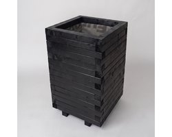 AMISHOUT - Hoge vierkante houten plantenbak 44x44x72 cm - zwart | bloembak buiten