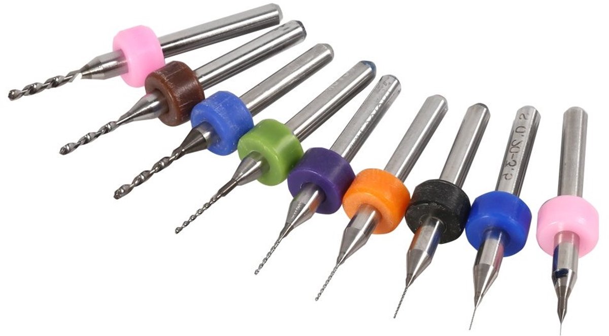 10-delige Micro Boorset voor PCB Printplaten - Carbide Gereedschap voor CNC en SMT Boren
