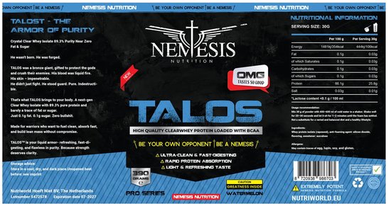 Nemesis Nutrition | Talos | Clear Whey | Watermelon | 390gr 13 servings | Nutriworld