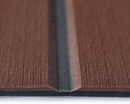 EVA Teak Foam Bootmat Pro Series – Zelfklevende Premium Decking Mat – Anti-Slip Bootvloer – 240x60 cm – Donker bruin met Zwarte Lijnen – TeakFoamShop