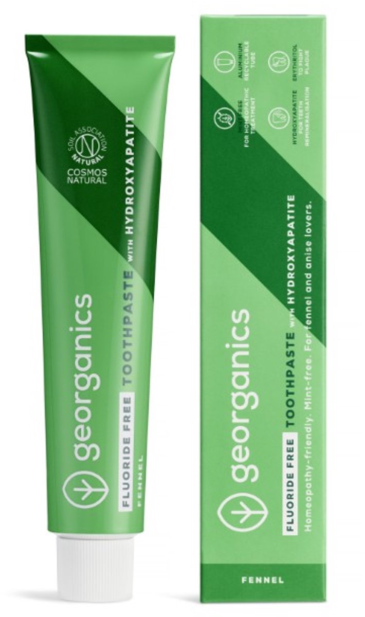 Georganics - Fluoride Free - Toothpaste with Hydroxyapatite - Fennel - Natuurlijke tandpasta - Vegan