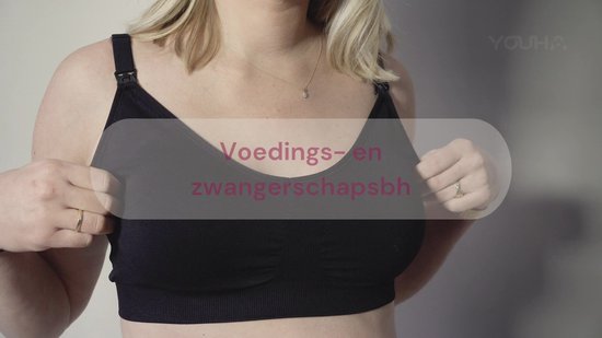 Youha Voedingsbh zonder Beugels - Zwangerschapsbh - Naadloos - Verstelbare Schouderband - Uitneembare Vulling - Maat M - Zwart