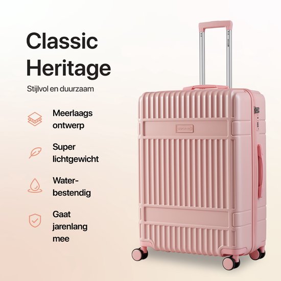 SKYCASES Handbagage – Classic Heritage – Lichtgewicht Trolley – Duurzaam – 36L – TSA Slot – 55x39x20 cm – Handbagage Rolkoffer – Spinner Wielen – Roze