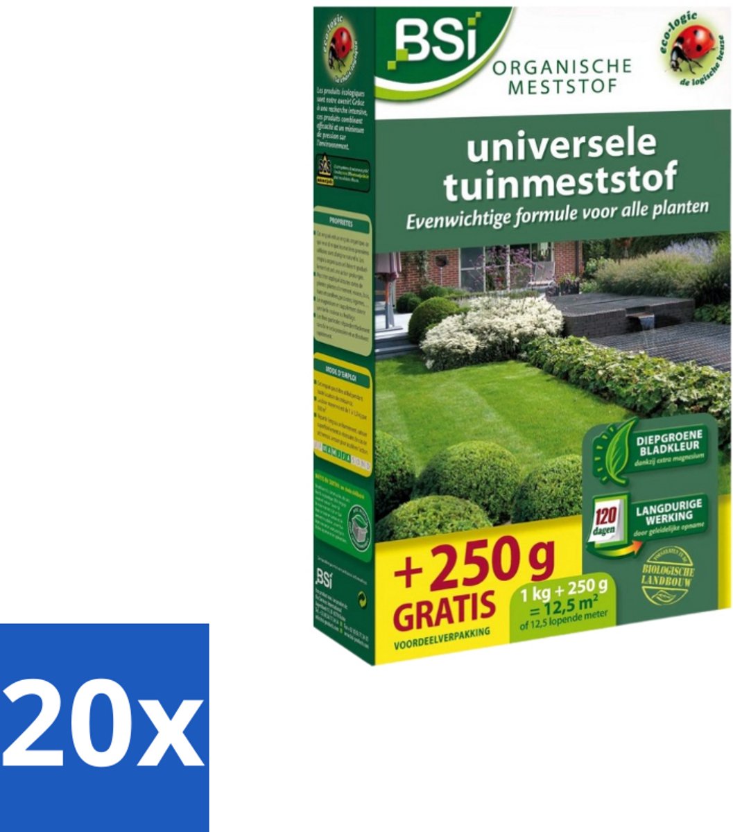 BSI – Universele Meststof – Evenwichtige Groei & Sterke Planten – 1,25 kg (12,5 m²) - Bulkverpakking - 20 stuks