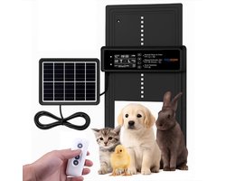 UniEgg® Premium Solar Plus met Extra Groot 7 watt paneel | Automatisch luikje 5.0 met lichtsensor + timer + afstandsbediening | Extra stevig 5e generatie | Kippenluik | Geschikt voor honden, katten, knaagdieren en kippen | Waterdicht | Alarm