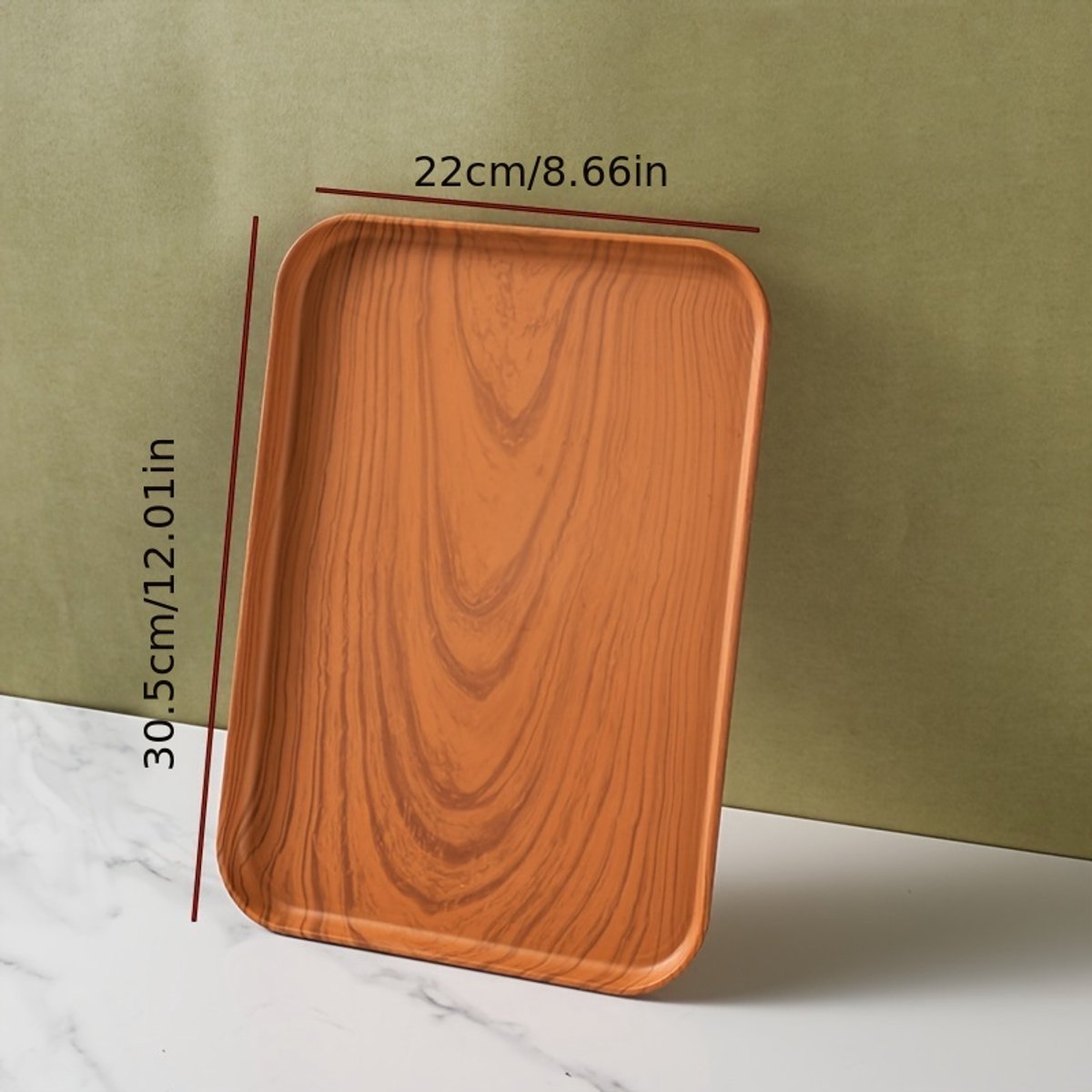 Decoratief dienblad met houtlook - Rechthoekig - 30,5 x 22 cm