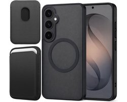 Hoesje + Pasjeshouder geschikt voor Samsung Galaxy S26 - Portemonnee geschikt voor MagSafe - Magnetisch - Pasjes Houder - Creditcardhouder - Zwart