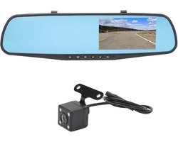 Spiegel Dash Cam - Achteruitrijcamera - Veiliger Rijden - Dubbele HD Opname - 4.3 Inch Scherm - Blauw