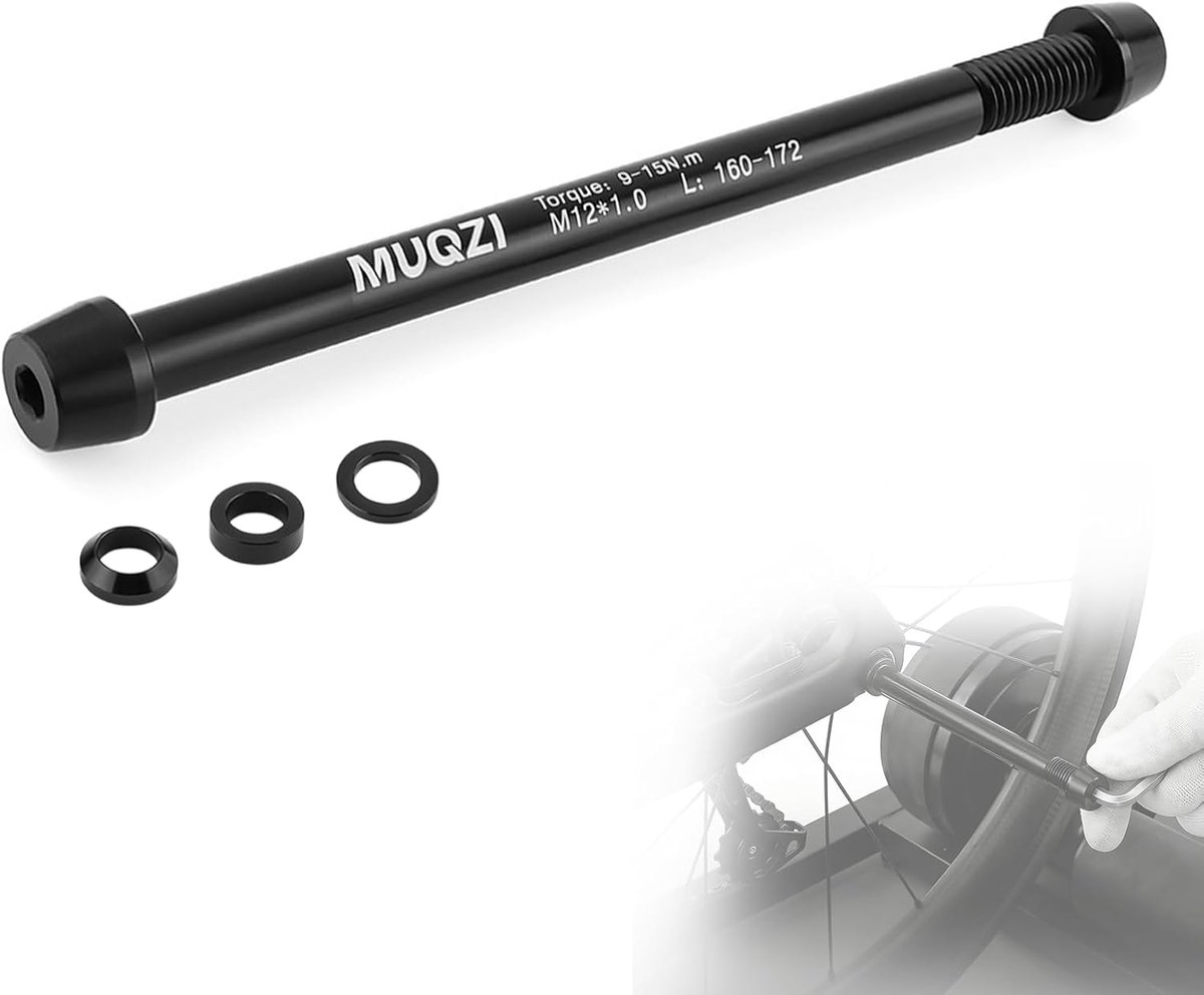 Fietstrainer Steekas Adapter - Fietsaanhanger As - Indoortraining Aanhanger - Verstelbare Lengte - 166-178 mm - Zwart