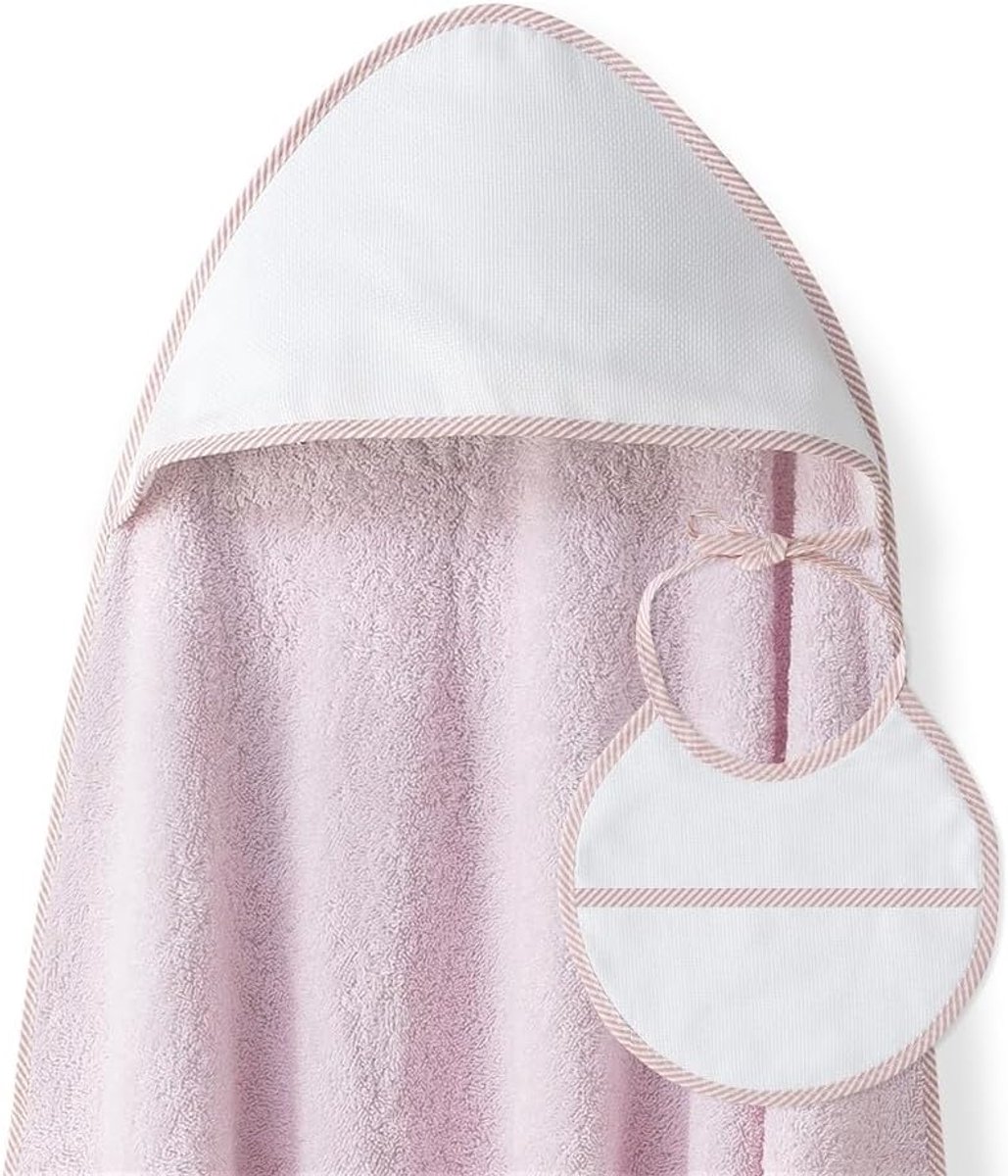Baby Badhanddoek - Handdoek met capuchon - Na het baden - Superabsorberend en zacht - 100 x 100 cm - Roze