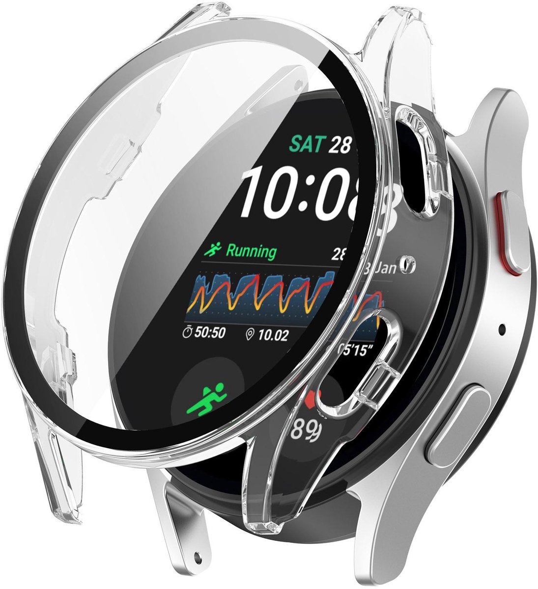 By Qubix - Hard case waterdicht - Transparant - Geschikt voor Samsung Galaxy Watch 7 - 40mm