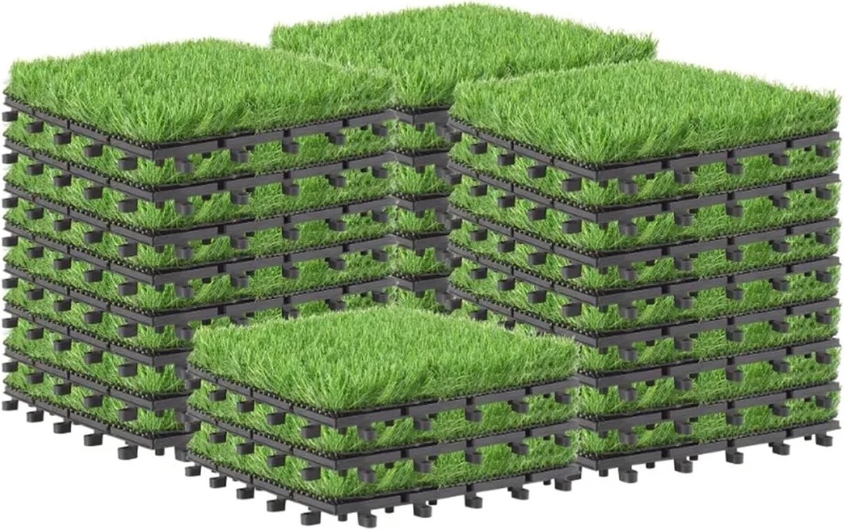 Kunstgras Tegels - Nep Grasmat - Buiten Verfraaien - Eenvoudig Kliksysteem - 30x30cm - Groen