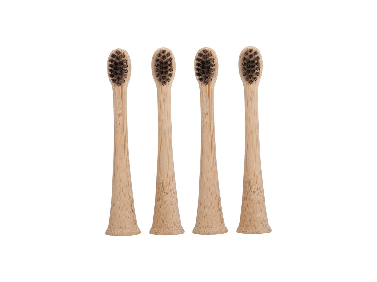 Sonicare Bamboe Opzetborstels voor Kinderen | 4 Stuks | Zwart | Gepatenteerde Bio-based binnenkant, Bamboe buitenkant