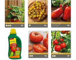 Tomaten Startpakket – 5 soorten tomatenzaden Tuin de Bruijn + natuurlijke moestuinvoeding