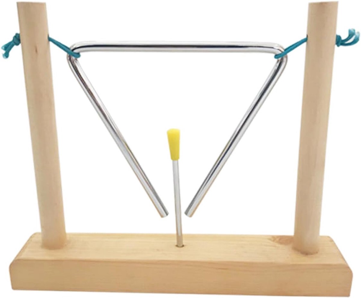 Driehoeksinstrument - Percussie instrument - Muziekonderwijs kinderen - Inclusief houten standaard - 6 inch - Zilver