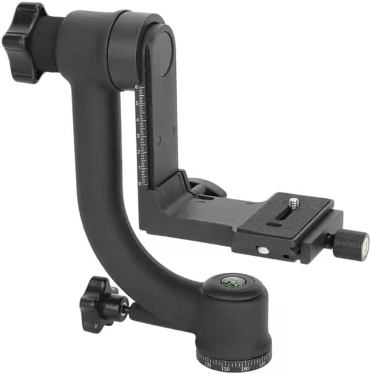Statiefkop - Aluminiumlegering - met 1/4-Inch Snelkoppelingsplaat - 360° Draaibare Kogelkop - Soepele Pan- en Kantelregeling - Geschikt Voor Spiegelreflexcamera's, Livestreaming, Vogelobservatie, Buitenopnamen - Camerastabilisator - Zwart