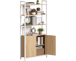 VASAGLE - Boekenkast - Met Verstelbare Planken - 6 Niveaus - Deuren - Metalen Frame