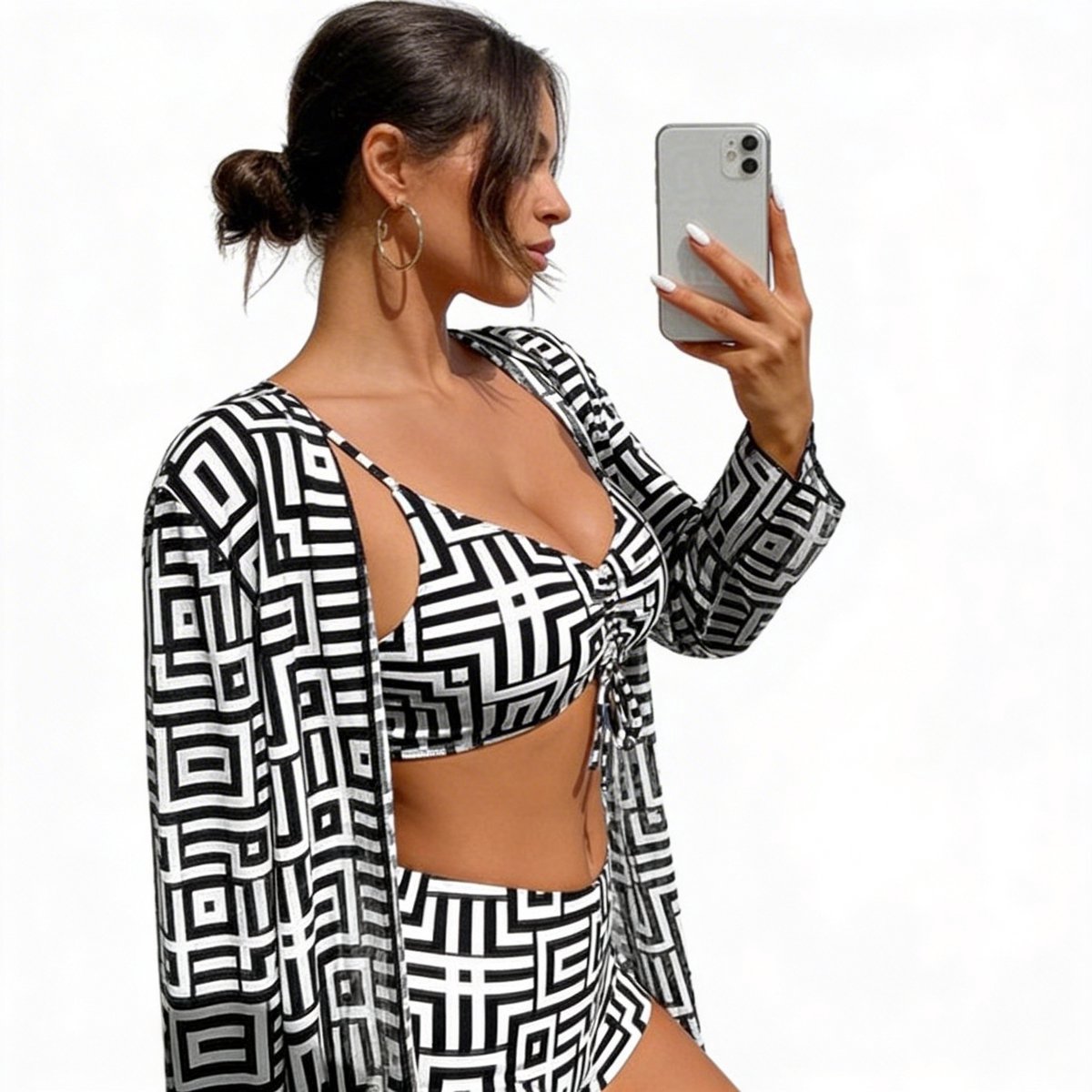 Designer Zwemkleding Dames - 3 delige set - Bikini en Cover Cape - Tankini — afbeelding 3
