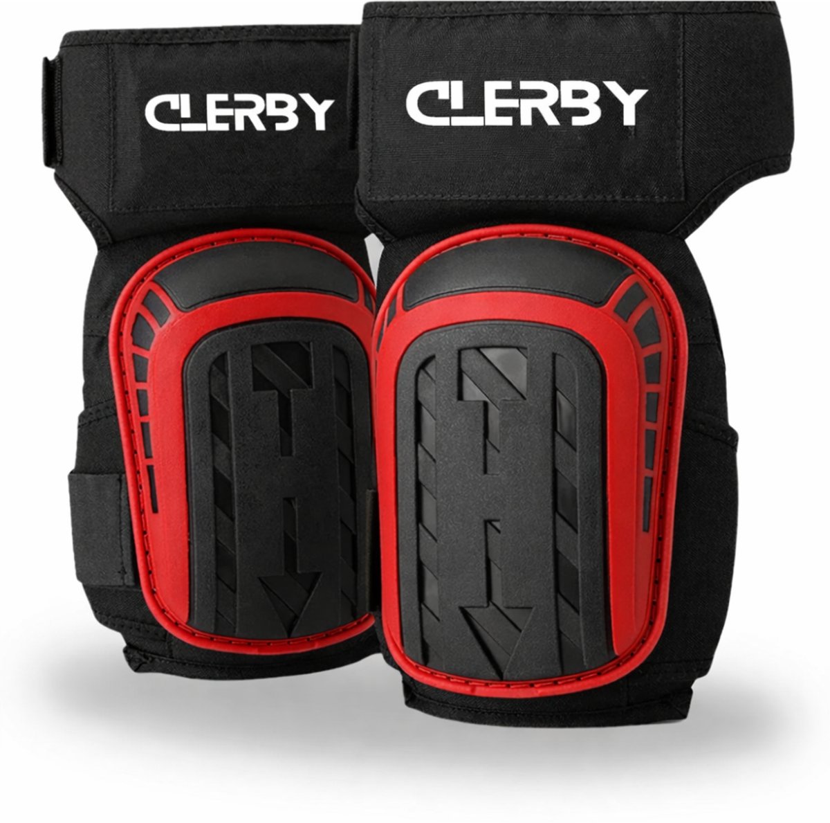 Clerby - Professionele Traagschuim Kniebeschermers Set - Voor Stratenmaker, Klussen, Bouw & Tuinieren - Waterdicht - Volwassenen - Rood