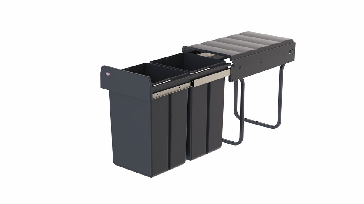 Inbouw Prullenbak - WESCO Double Boy 410 X/300-2 - 2x15L - Alu Grijs - 2 aparte binnenemmers
