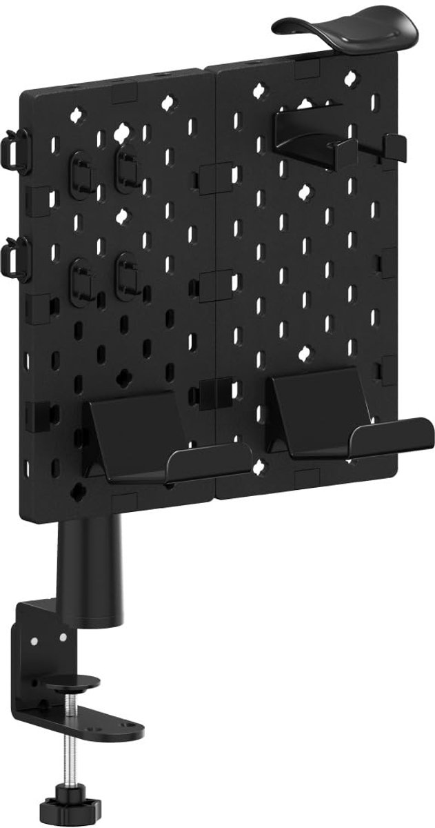 Bureau Insteekbord - Pegboard Organizer - Gaming Setup - Inclusief 7 Accessoires - Gepoedercoat Metaal - Zwart