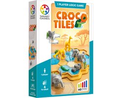 SmartGames Croco Tiles - Compact Logisch Denkspel - 60 Educatieve Safari Uitdagingen - Reisspel & Solospel - Vanaf 6 Jaar