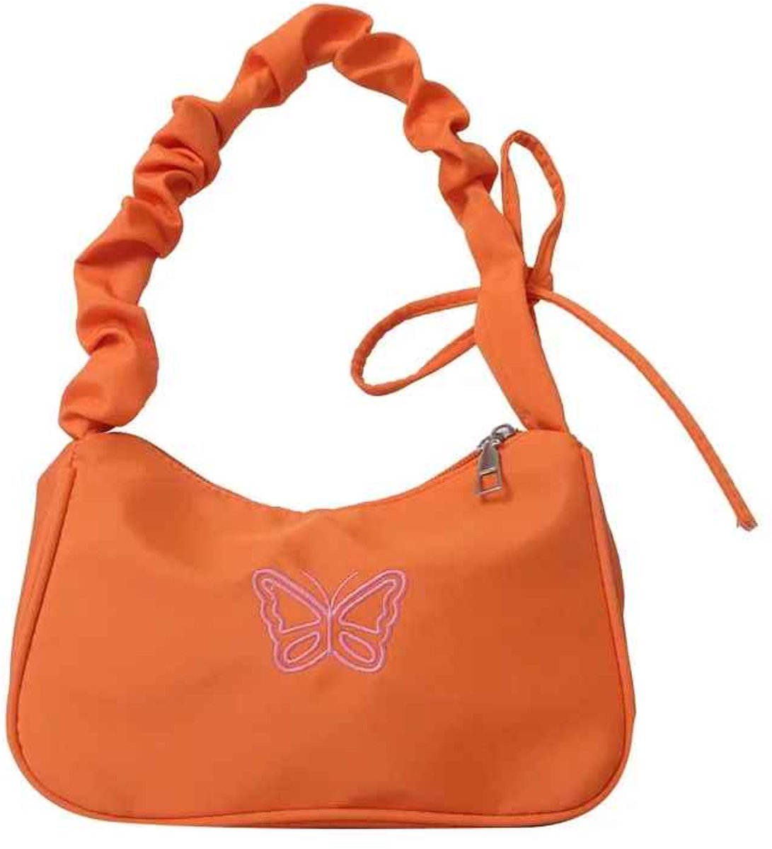 Oranje Y2K Schoudertas – Trendy Butterfly Handtas – Ideaal voor Koningsdag, WK & Festivals