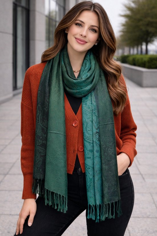 Vrouwen Pashmina Sjaal, Paisley Patroon Ombre Sjaals, Winter NeckWarmer