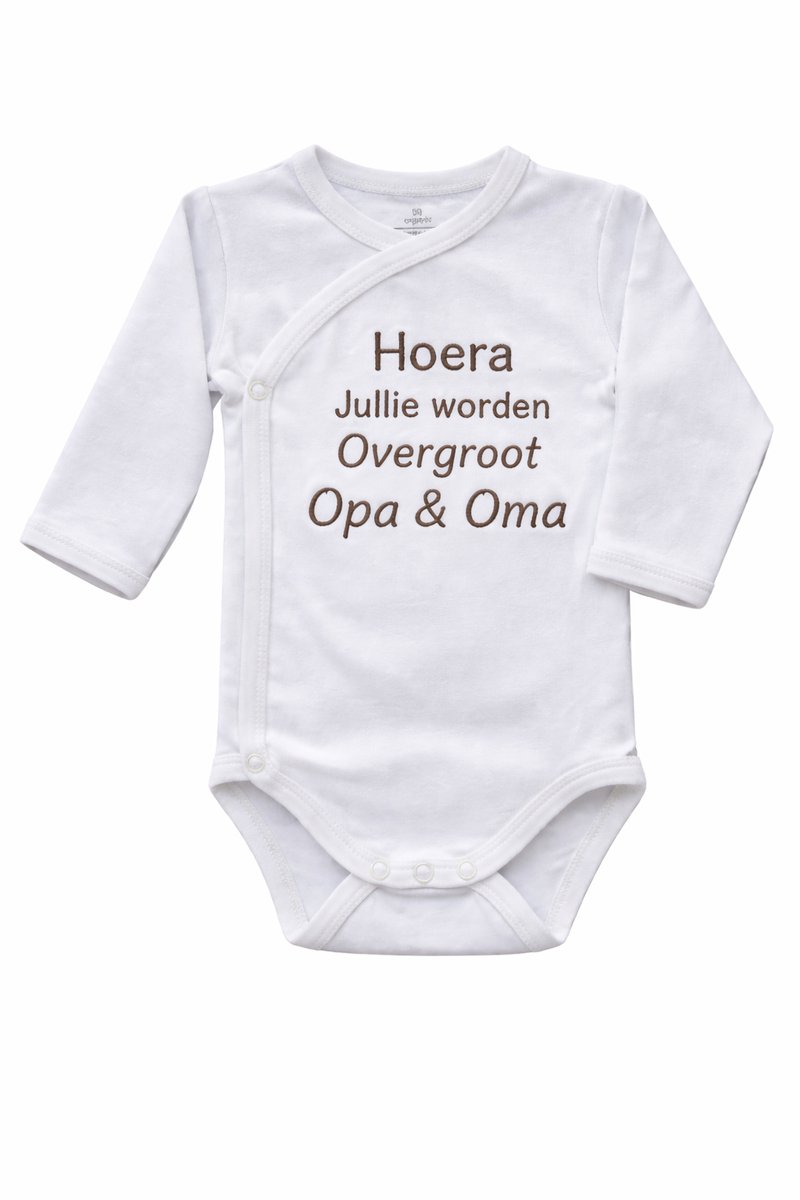 Romper zwangerschapsaankondiging – Hoera jullie worden overgroot opa en oma – Baby romper aankondiging zwangerschap – Cadeau voor opa en oma – Unisex babykleding - omslagromper - 100% katoen - baby aankondiging - originele zwangerschaps reveal
