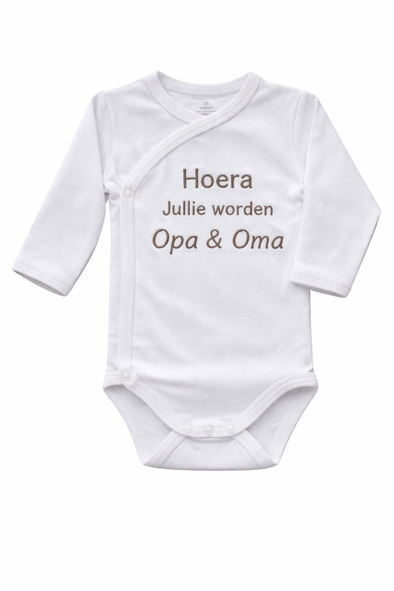 Romper zwangerschapsaankondiging – Hoera jullie worden opa en oma – Baby romper aankondiging zwangerschap – Cadeau voor opa en oma – Unisex babykleding - omslagromper - 100% katoen - baby aankondiging - originele zwangerschaps reveal