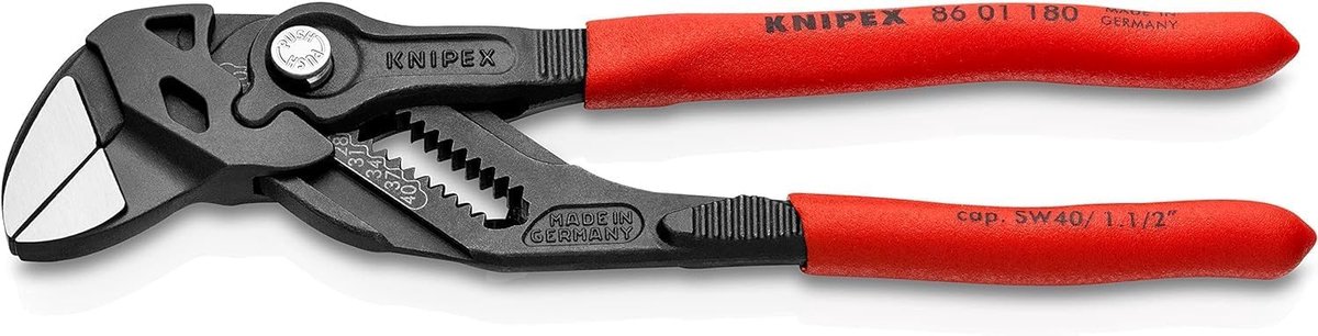 Knipex Sleuteltang - Tang Schroefsleutel - Buigen Grijpen - Zonder Chromen Oppervlakken te Beschadigen - 180 mm - Rood