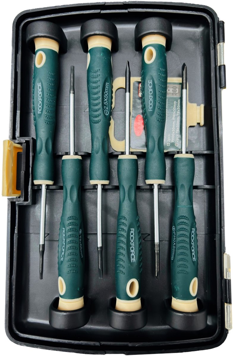 Rock Force RF-2066 - Precisie Schroevendraaier Set - 6 Stuks - Draaibare Nasadka - Ergonomische Handgreep