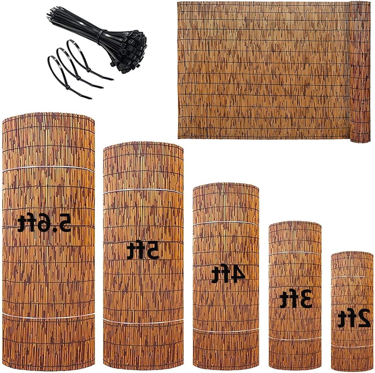 Natuurlijke riethekken, rietscherm for tuin, privacyhek, bamboe riet oprolbare blinde tinten, 2 3 4 5 voet hoog, met de hand geweven, zonnescherm, waterdicht (Size : 175x915CM(5.7x30ft))