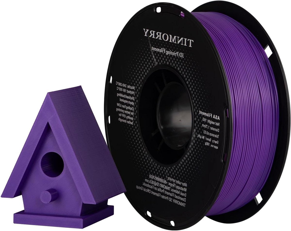 ASA Filament - 3D Printer Draad - Functionele Onderdelen Printen - Hoge UV- en Hittebestendigheid - 1.75 mm - Paars