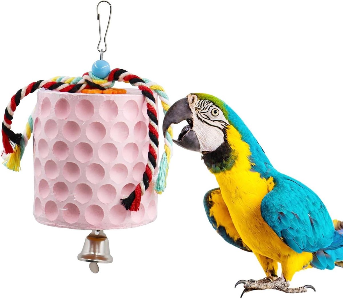 Vogel Kauwspeelgoed - Snavel Slijpsteen - Vogelkooi Decoratie - Extra Groot Formaat - 8.4cm Diameter - Roze