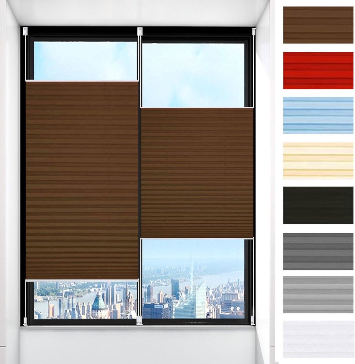 Geplooide Jaloezie 25 x 170 cm Gemakkelijk Op en Neer, Easyfix Jaloezieën Gordijnen Inclus