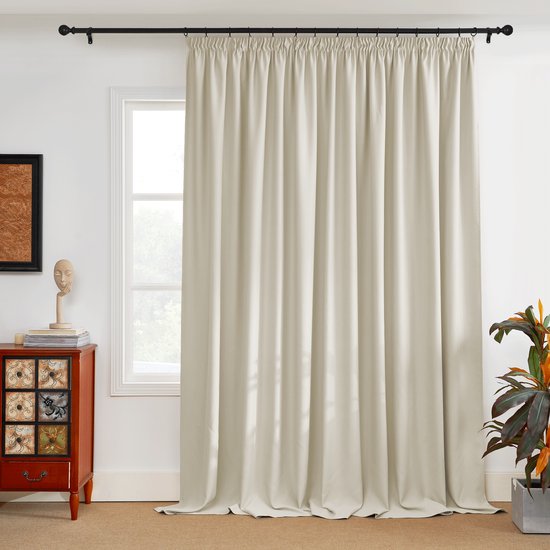 NICETOWN Kant en klaar Gordijn - Met Plooiband - Verduisterend - 300x260 cm - Lichtbeige - 1 Stuk
