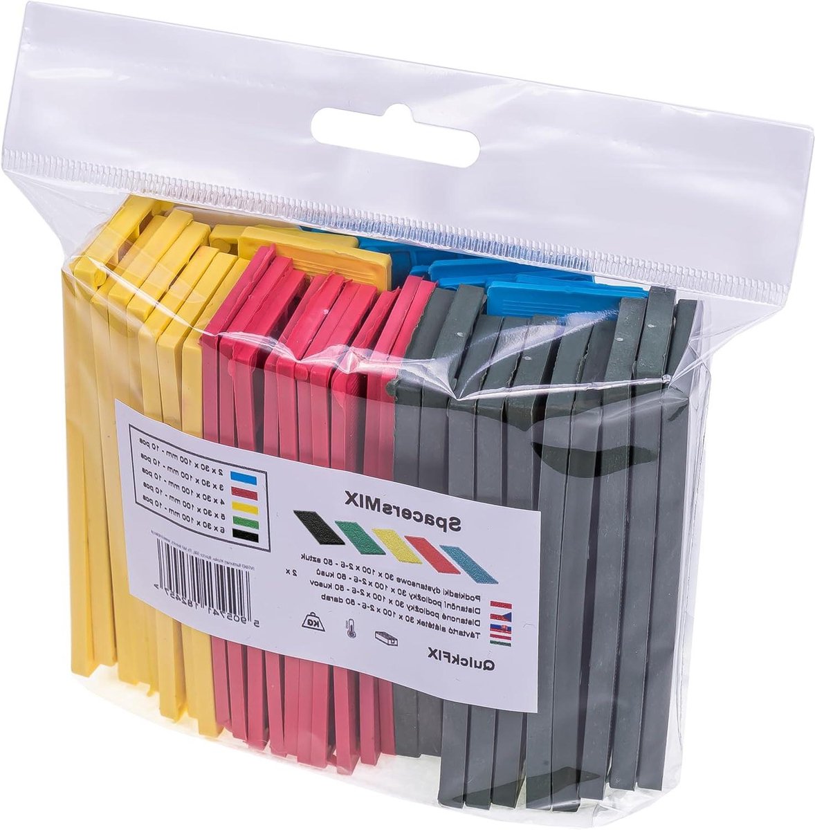 Afstandhouders Kunststof - Montagewiggen Set - Precisie Montage - Mix Set 50 Stuks - 30 x 100 mm - Diverse Kleuren