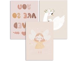 Affirmatieposters Kinderkamer - Motiverende Kinderprints - Kinderkamer Decoratie - Set van 3 Prints - 21x30 cm - Meerdere Kleuren