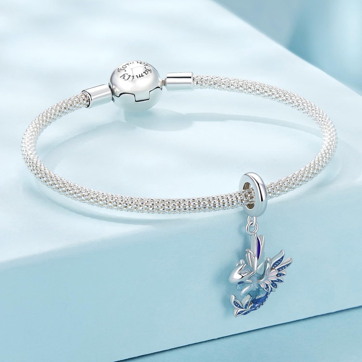 Zilveren Vlieger Bedel - Kite Charm - Sieraden Dragen - 925 Sterling Zilver - 1.5g - Blauw
