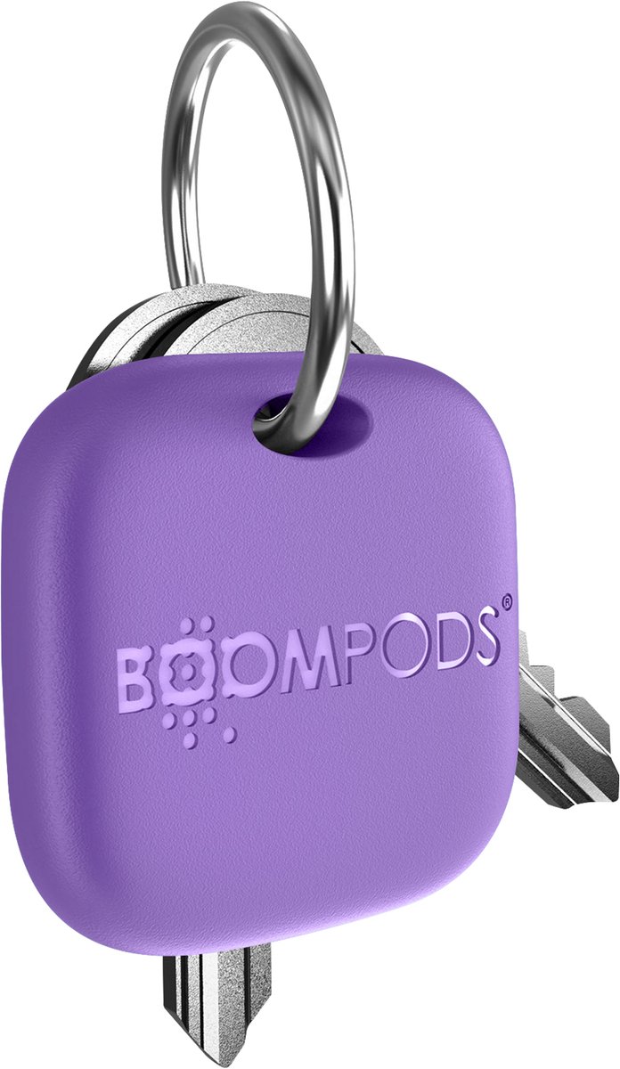Boompods, Oplaadbare Bluetooth-tracker met USB-C-aansluiting voor sleutels, tassen en koffers, compatibel met Find My, Paars