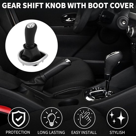 Schakelknop met afdekking - Pookknop versnellingsbak - Auto interieur tuning - Ergonomisch ontwerp - 5 snelheden - Zwart zilver van Merkloos — afbeelding 2