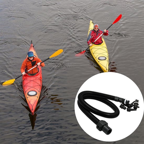 Opblaasbare Adapterset - SUP Ventieladapters - Watersport Accessoires - Zes Verschillende Mondstukken - 1 Meter Slang - Zwart — afbeelding 3