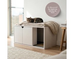 Catchi Premium Kattenbak Kast - Kattenkast - Kattenbak Meubel - Kattenbak Ombouw - kattenbak Huis - Kattenbakkasten - Met Cat Scratcher & EVA drooghoud mat - Kattenkrabber - Wit