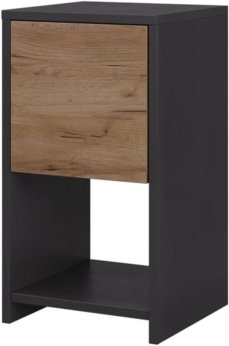 Vicco Bedside table "Evo", Anthracite/golden oak, 30 x 55 cm with 3 drawers