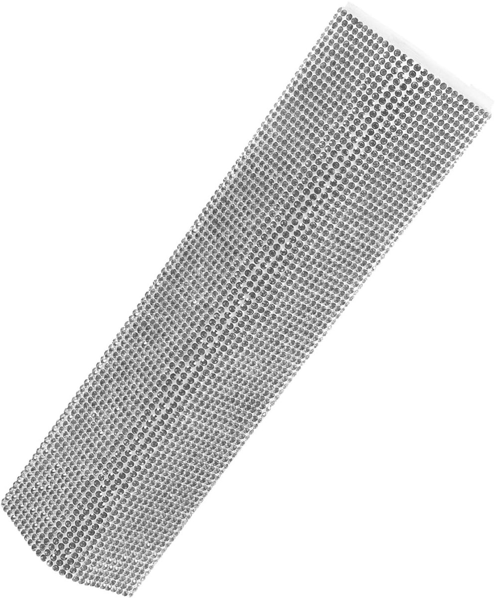 Microfoon Handvat Hoes - Strass Decoratie - Live Optredens - Universeel Compatibel - 18 x 6 x 0.5 cm - Zilver